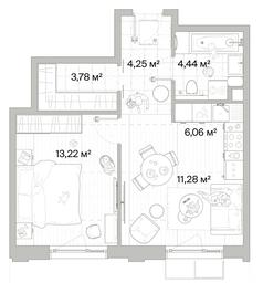 1-BD Apartment Sale, 43.03平方米 at Mys, derevnya Likino, Odintsovskiy Urban District, Moscow Region, Russia #3