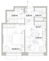 1-BD Apartment Sale, 47.42 sq. m. at Mys, derevnya Likino, Odintsovskiy Urban District, Moscow Region, Russia #4