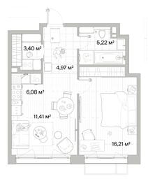 1-BD Apartment Sale, 47.29平方米 at Mys, derevnya Likino, Odintsovskiy Urban District, Moscow Region, Russia #3 1-BD Apartment Sale, 47.29平方米 at Mys, derevnya Likino, Odintsovskiy Urban District, Moscow Region, Russia #3