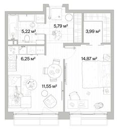 1-BD Apartment Sale, 47.67平方米 at Mys, derevnya Likino, Odintsovskiy Urban District, Moscow Region, Russia #2 1-BD Apartment Sale, 47.67平方米 at Mys, derevnya Likino, Odintsovskiy Urban District, Moscow Region, Russia #2