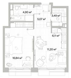 1-BD Apartment Sale, 47.61平方米 at Mys, derevnya Likino, Odintsovskiy Urban District, Moscow Region, Russia #2