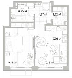 1-BD Apartment Sale, 47.23 sq. m. at Mys, derevnya Likino, Odintsovskiy Urban District, Moscow Region, Russia #2 1-BD Apartment Sale, 47.23 sq. m. at Mys, derevnya Likino, Odintsovskiy Urban District, Moscow Region, Russia #2