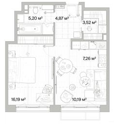 1-BD Apartment Sale, 47.23 sq. m. at Mys, derevnya Likino, Odintsovskiy Urban District, Moscow Region, Russia #2 1-BD Apartment Sale, 47.23 sq. m. at Mys, derevnya Likino, Odintsovskiy Urban District, Moscow Region, Russia #2
