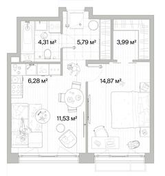 1-BD Apartment Sale, 46.77 sq. m. at Mys, derevnya Likino, Odintsovskiy Urban District, Moscow Region, Russia #3 1-BD Apartment Sale, 46.77 sq. m. at Mys, derevnya Likino, Odintsovskiy Urban District, Moscow Region, Russia #3