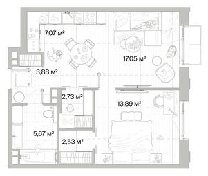 1-BD Apartment Sale, 52.82 sq. m. at Mys, derevnya Likino, Odintsovskiy Urban District, Moscow Region, Russia #4