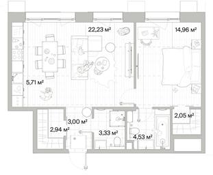 1-BD Apartment Sale, 58.75 sq. m. at Mys, derevnya Likino, Odintsovskiy Urban District, Moscow Region, Russia #2 1-BD Apartment Sale, 58.75 sq. m. at Mys, derevnya Likino, Odintsovskiy Urban District, Moscow Region, Russia #2