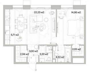 1-BD Apartment Sale, 58.75 sq. m. at Mys, derevnya Likino, Odintsovskiy Urban District, Moscow Region, Russia #2 1-BD Apartment Sale, 58.75 sq. m. at Mys, derevnya Likino, Odintsovskiy Urban District, Moscow Region, Russia #2