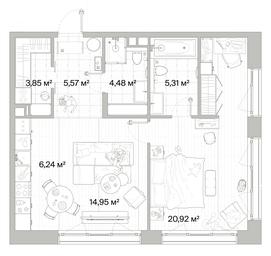1-BD Apartment Sale, 61.32平方米 at Mys, derevnya Likino, Odintsovskiy Urban District, Moscow Region, Russia #3 1-BD Apartment Sale, 61.32平方米 at Mys, derevnya Likino, Odintsovskiy Urban District, Moscow Region, Russia #3