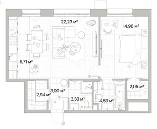 1-BD Apartment Sale, 58.75平方米 at Mys, derevnya Likino, Odintsovskiy Urban District, Moscow Region, Russia #2 1-BD Apartment Sale, 58.75平方米 at Mys, derevnya Likino, Odintsovskiy Urban District, Moscow Region, Russia #2