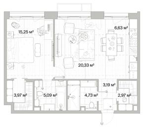 1-BD Apartment Sale, 62.16 sq. m. at Mys, derevnya Likino, Odintsovskiy Urban District, Moscow Region, Russia #3 1-BD Apartment Sale, 62.16 sq. m. at Mys, derevnya Likino, Odintsovskiy Urban District, Moscow Region, Russia #3