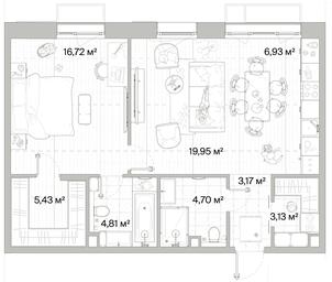 1-BD Apartment Sale, 64.84 sq. m. at Mys, derevnya Likino, Odintsovskiy Urban District, Moscow Region, Russia #2 1-BD Apartment Sale, 64.84 sq. m. at Mys, derevnya Likino, Odintsovskiy Urban District, Moscow Region, Russia #2
