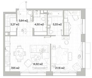 1-BD Apartment Sale, 62.47 sq. m. at Mys, derevnya Likino, Odintsovskiy Urban District, Moscow Region, Russia #3 1-BD Apartment Sale, 62.47 sq. m. at Mys, derevnya Likino, Odintsovskiy Urban District, Moscow Region, Russia #3