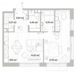 1-BD Apartment Sale, 62.43 sq. m. at Mys, derevnya Likino, Odintsovskiy Urban District, Moscow Region, Russia #3 1-BD Apartment Sale, 62.43 sq. m. at Mys, derevnya Likino, Odintsovskiy Urban District, Moscow Region, Russia #3