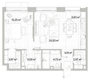 1-BD Apartment Sale, 62.16 sq. m. at Mys, derevnya Likino, Odintsovskiy Urban District, Moscow Region, Russia #2 1-BD Apartment Sale, 62.16 sq. m. at Mys, derevnya Likino, Odintsovskiy Urban District, Moscow Region, Russia #2