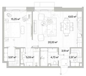 1-BD Apartment Sale, 62.16 sq. m. at Mys, derevnya Likino, Odintsovskiy Urban District, Moscow Region, Russia #2 1-BD Apartment Sale, 62.16 sq. m. at Mys, derevnya Likino, Odintsovskiy Urban District, Moscow Region, Russia #2