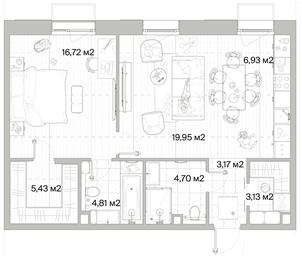 1-BD Apartment Sale, 64.84 sq. m. at Mys, derevnya Likino, Odintsovskiy Urban District, Moscow Region, Russia #3 1-BD Apartment Sale, 64.84 sq. m. at Mys, derevnya Likino, Odintsovskiy Urban District, Moscow Region, Russia #3