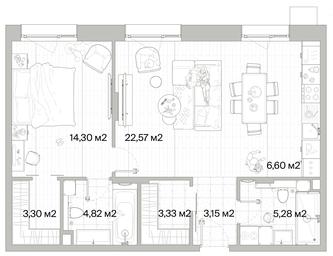 1-BD Apartment Sale, 63.35平方米 at Mys, derevnya Likino, Odintsovskiy Urban District, Moscow Region, Russia #3 1-BD Apartment Sale, 63.35平方米 at Mys, derevnya Likino, Odintsovskiy Urban District, Moscow Region, Russia #3