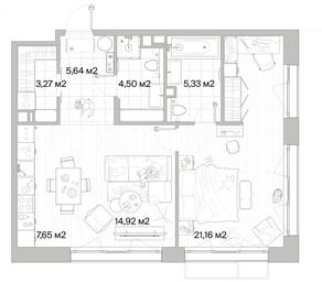 1-BD Apartment Sale, 62.47 sq. m. at Mys, derevnya Likino, Odintsovskiy Urban District, Moscow Region, Russia #3 1-BD Apartment Sale, 62.47 sq. m. at Mys, derevnya Likino, Odintsovskiy Urban District, Moscow Region, Russia #3