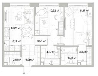 2-BD Apartment Sale, 64.6平方米 at Mys, derevnya Likino, Odintsovskiy Urban District, Moscow Region, Russia #2 2-BD Apartment Sale, 64.6平方米 at Mys, derevnya Likino, Odintsovskiy Urban District, Moscow Region, Russia #2
