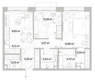 2-BD Apartment Sale, 65.02 sq. m. at Mys, derevnya Likino, Odintsovskiy Urban District, Moscow Region, Russia #2 2-BD Apartment Sale, 65.02 sq. m. at Mys, derevnya Likino, Odintsovskiy Urban District, Moscow Region, Russia #2