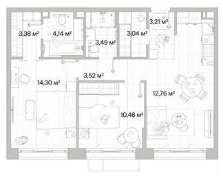 2-BD Apartment Sale, 64.42平方米 at Mys, derevnya Likino, Odintsovskiy Urban District, Moscow Region, Russia #3 2-BD Apartment Sale, 64.42平方米 at Mys, derevnya Likino, Odintsovskiy Urban District, Moscow Region, Russia #3