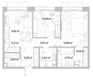 2-BD Apartment Sale, 65.02 sq. m. at Mys, derevnya Likino, Odintsovskiy Urban District, Moscow Region, Russia #3 2-BD Apartment Sale, 65.02 sq. m. at Mys, derevnya Likino, Odintsovskiy Urban District, Moscow Region, Russia #3