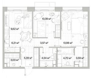 2-BD Apartment Sale, 65.02平方米 at Mys, derevnya Likino, Odintsovskiy Urban District, Moscow Region, Russia #2