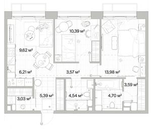 2-BD Apartment Sale, 65.02 sq. m. at Mys, derevnya Likino, Odintsovskiy Urban District, Moscow Region, Russia #2 2-BD Apartment Sale, 65.02 sq. m. at Mys, derevnya Likino, Odintsovskiy Urban District, Moscow Region, Russia #2
