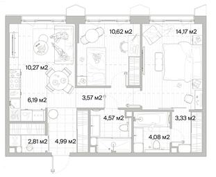 2-BD Apartment Sale, 64.6 sq. m. at Mys, derevnya Likino, Odintsovskiy Urban District, Moscow Region, Russia #3