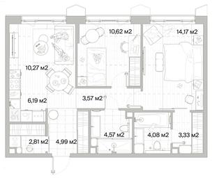 2-BD Apartment Sale, 64.6平方米 at Mys, derevnya Likino, Odintsovskiy Urban District, Moscow Region, Russia #2 2-BD Apartment Sale, 64.6平方米 at Mys, derevnya Likino, Odintsovskiy Urban District, Moscow Region, Russia #2