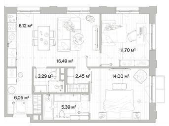 2-BD Apartment Sale, 65.49 sq. m. at Mys, derevnya Likino, Odintsovskiy Urban District, Moscow Region, Russia #3 2-BD Apartment Sale, 65.49 sq. m. at Mys, derevnya Likino, Odintsovskiy Urban District, Moscow Region, Russia #3