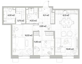 2-BD Apartment Sale, 75.54平方米 at Mys, derevnya Likino, Odintsovskiy Urban District, Moscow Region, Russia #3 2-BD Apartment Sale, 75.54平方米 at Mys, derevnya Likino, Odintsovskiy Urban District, Moscow Region, Russia #3