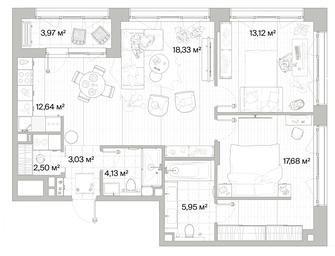 2-BD Apartment Sale, 79.36平方米 at Mys, derevnya Likino, Odintsovskiy Urban District, Moscow Region, Russia #3 2-BD Apartment Sale, 79.36平方米 at Mys, derevnya Likino, Odintsovskiy Urban District, Moscow Region, Russia #3
