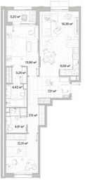 2-BD Apartment Sale, 79.88平方米 at Mys, derevnya Likino, Odintsovskiy Urban District, Moscow Region, Russia #4