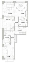 2-BD Apartment Sale, 83.9平方米 at Mys, derevnya Likino, Odintsovskiy Urban District, Moscow Region, Russia #3