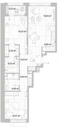 2-BD Apartment Sale, 77.85平方米 at Mys, derevnya Likino, Odintsovskiy Urban District, Moscow Region, Russia #3