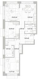 2-BD Apartment Sale, 83.96平方米 at Mys, derevnya Likino, Odintsovskiy Urban District, Moscow Region, Russia #3