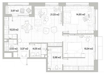 2-BD Apartment Sale, 83.75 sq. m. at Mys, derevnya Likino, Odintsovskiy Urban District, Moscow Region, Russia #3 2-BD Apartment Sale, 83.75 sq. m. at Mys, derevnya Likino, Odintsovskiy Urban District, Moscow Region, Russia #3