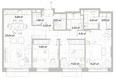 3-BD Apartment Sale, 91.55平方米 at Mys, derevnya Likino, Odintsovskiy Urban District, Moscow Region, Russia #2 3-BD Apartment Sale, 91.55平方米 at Mys, derevnya Likino, Odintsovskiy Urban District, Moscow Region, Russia #2