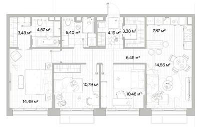 3-BD Apartment Sale, 85.65平方米 at Mys, derevnya Likino, Odintsovskiy Urban District, Moscow Region, Russia #3 3-BD Apartment Sale, 85.65平方米 at Mys, derevnya Likino, Odintsovskiy Urban District, Moscow Region, Russia #3