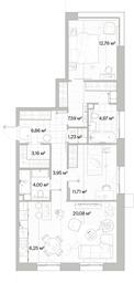 2-BD Apartment Sale, 82.38平方米 at Mys, derevnya Likino, Odintsovskiy Urban District, Moscow Region, Russia #3
