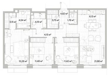 3-BD Apartment Sale, 92.55平方米 at Mys, derevnya Likino, Odintsovskiy Urban District, Moscow Region, Russia #2 3-BD Apartment Sale, 92.55平方米 at Mys, derevnya Likino, Odintsovskiy Urban District, Moscow Region, Russia #2