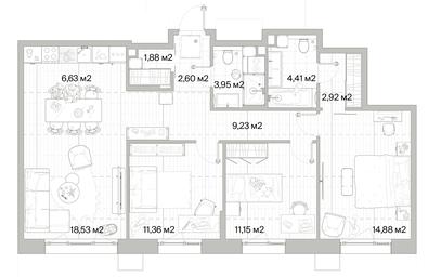 3-BD Apartment Sale, 87.54平方米 at Mys, derevnya Likino, Odintsovskiy Urban District, Moscow Region, Russia #2 3-BD Apartment Sale, 87.54平方米 at Mys, derevnya Likino, Odintsovskiy Urban District, Moscow Region, Russia #2