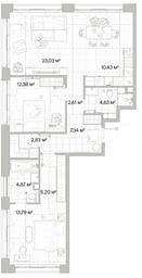 2-BD Apartment Sale, 87.11平方米 at Mys, derevnya Likino, Odintsovskiy Urban District, Moscow Region, Russia #4