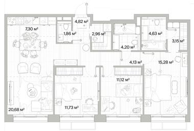 3-BD Apartment Sale, 91.86平方米 at Mys, derevnya Likino, Odintsovskiy Urban District, Moscow Region, Russia #3 3-BD Apartment Sale, 91.86平方米 at Mys, derevnya Likino, Odintsovskiy Urban District, Moscow Region, Russia #3