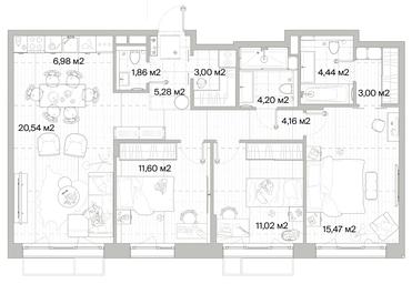 3-BD Apartment Sale, 91.55平方米 at Mys, derevnya Likino, Odintsovskiy Urban District, Moscow Region, Russia #3 3-BD Apartment Sale, 91.55平方米 at Mys, derevnya Likino, Odintsovskiy Urban District, Moscow Region, Russia #3