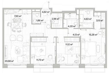 3-BD Apartment Sale, 91.86平方米 at Mys, derevnya Likino, Odintsovskiy Urban District, Moscow Region, Russia #2 3-BD Apartment Sale, 91.86平方米 at Mys, derevnya Likino, Odintsovskiy Urban District, Moscow Region, Russia #2