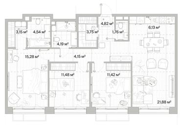 3-BD Apartment Sale, 92.55平方米 at Mys, derevnya Likino, Odintsovskiy Urban District, Moscow Region, Russia #2 3-BD Apartment Sale, 92.55平方米 at Mys, derevnya Likino, Odintsovskiy Urban District, Moscow Region, Russia #2