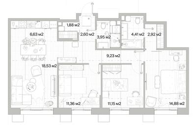 3-BD Apartment Sale, 87.54平方米 at Mys, derevnya Likino, Odintsovskiy Urban District, Moscow Region, Russia #3 3-BD Apartment Sale, 87.54平方米 at Mys, derevnya Likino, Odintsovskiy Urban District, Moscow Region, Russia #3