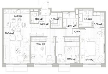3-BD Apartment Sale, 91.55平方米 at Mys, derevnya Likino, Odintsovskiy Urban District, Moscow Region, Russia #2 3-BD Apartment Sale, 91.55平方米 at Mys, derevnya Likino, Odintsovskiy Urban District, Moscow Region, Russia #2